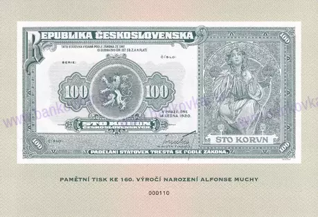 Pamätný list 160 rokov od narodenia A.MUCHY – okrový