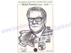 Pamätný list Miloš Forman - známka ČR, pečiatka a podpis A.Ferda