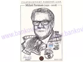 Pamätný list Miloš Forman - známka ČR, pečiatka a podpis A.Ferda