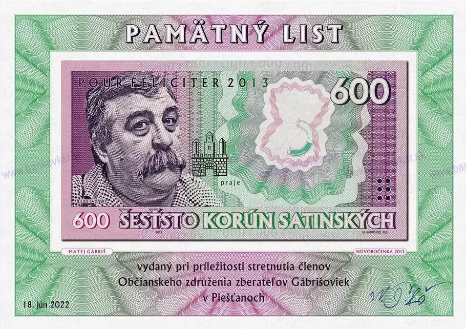 Pamätný list Pieštany 2022