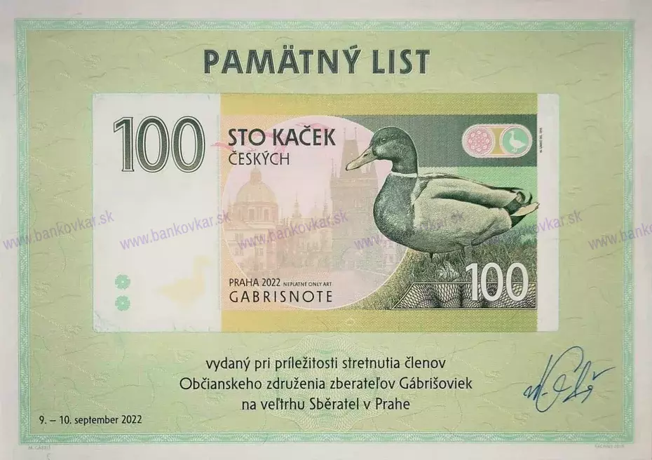 Pamätný list Sběratel Praha 2022