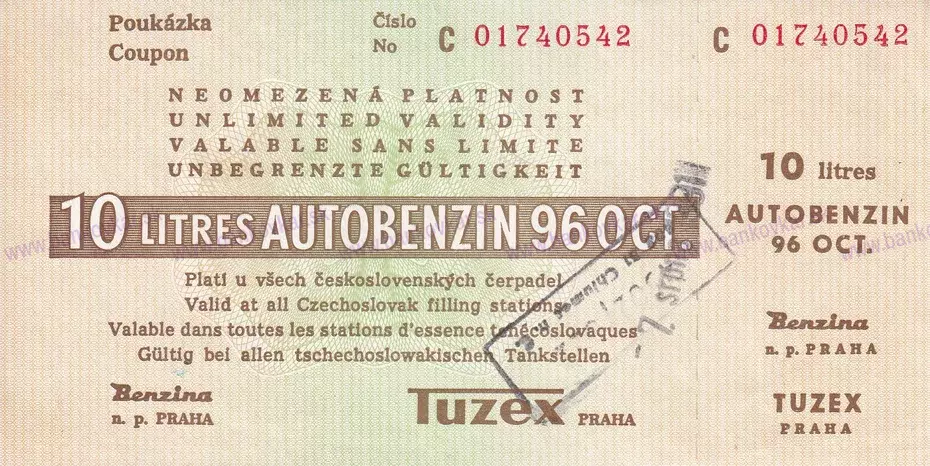 Poukážka na 10l benzínu TUZEX