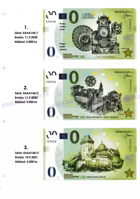 Predtlačený list č.1 CZ Memoeuro 146/1÷3