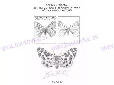 Príležitostná tlač: Ochrana prírody - Zbierka motýľov Stredosl. múzea v B.Bystrici (078 PT 848/25) podpis J.Česla