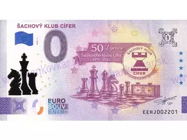 Šachový klub CÍFER (EEHJ 2026-1) šachovnica - 3D gold prítlač