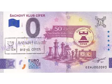 Šachový klub CÍFER (EEHJ 2026-1) šachovnica - pečiatka klubu