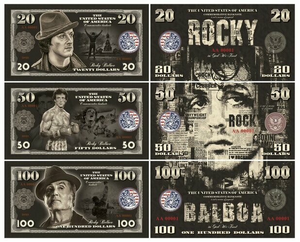 Set 20,50,100 Dollars Rocky Balboa 2021