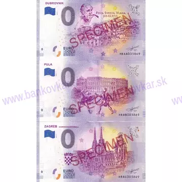 Set 3ks Chorvátsko Dubovnik+Pula+Zagreb SPECIMEN