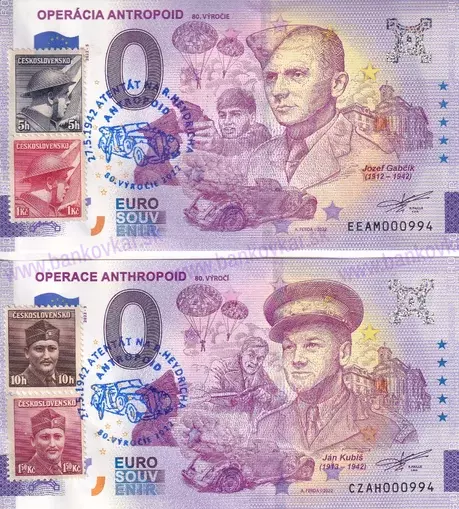 Set 8ks Operácia Antropoid (Londýnske vydanie známok 16ks+pečiatka)) Set 8ks Operácia Antropoid (Londýnske vydanie známok 16ks+pečiatka))