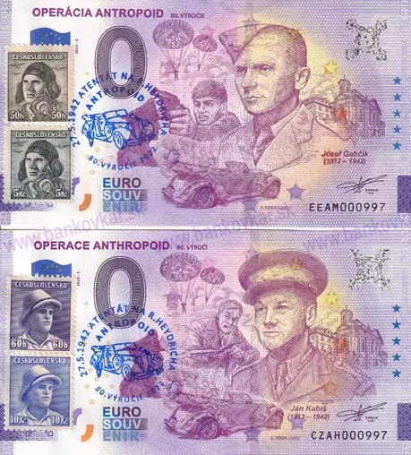 Set 8ks Operácia Antropoid (Londýnske vydanie známok 16ks+pečiatka)) Set 8ks Operácia Antropoid (Londýnske vydanie známok 16ks+pečiatka))