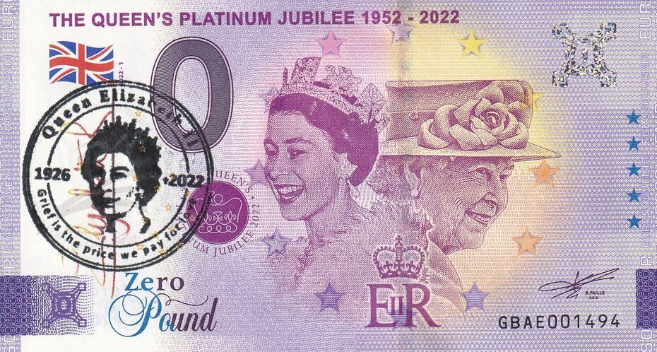 The Queens Platinum Jubilee 1952-2022 GBAE 2022-1 pečiatka
