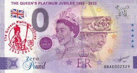 The Queens Platinum Jubilee 1952-2022 (GBAE 2022-1) pečiatka Platinum